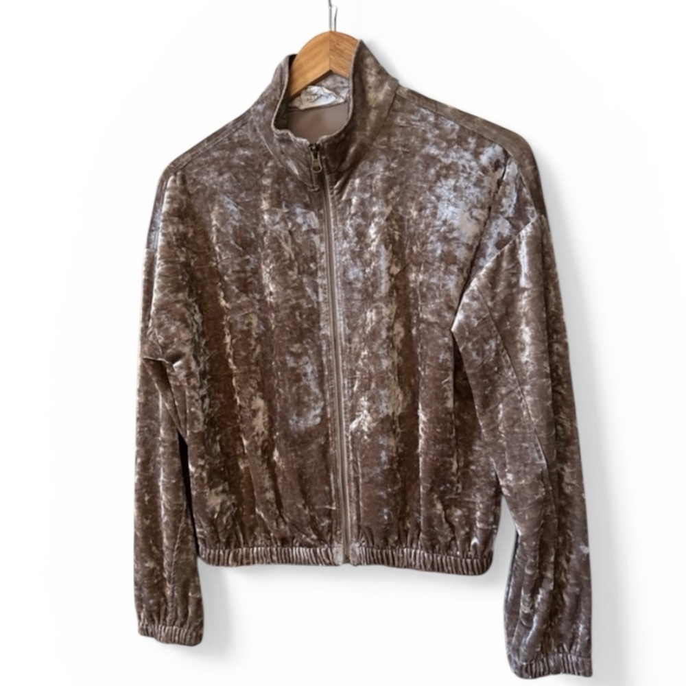 Olive + Oak Brown Velvet Full Zip Jacket Small